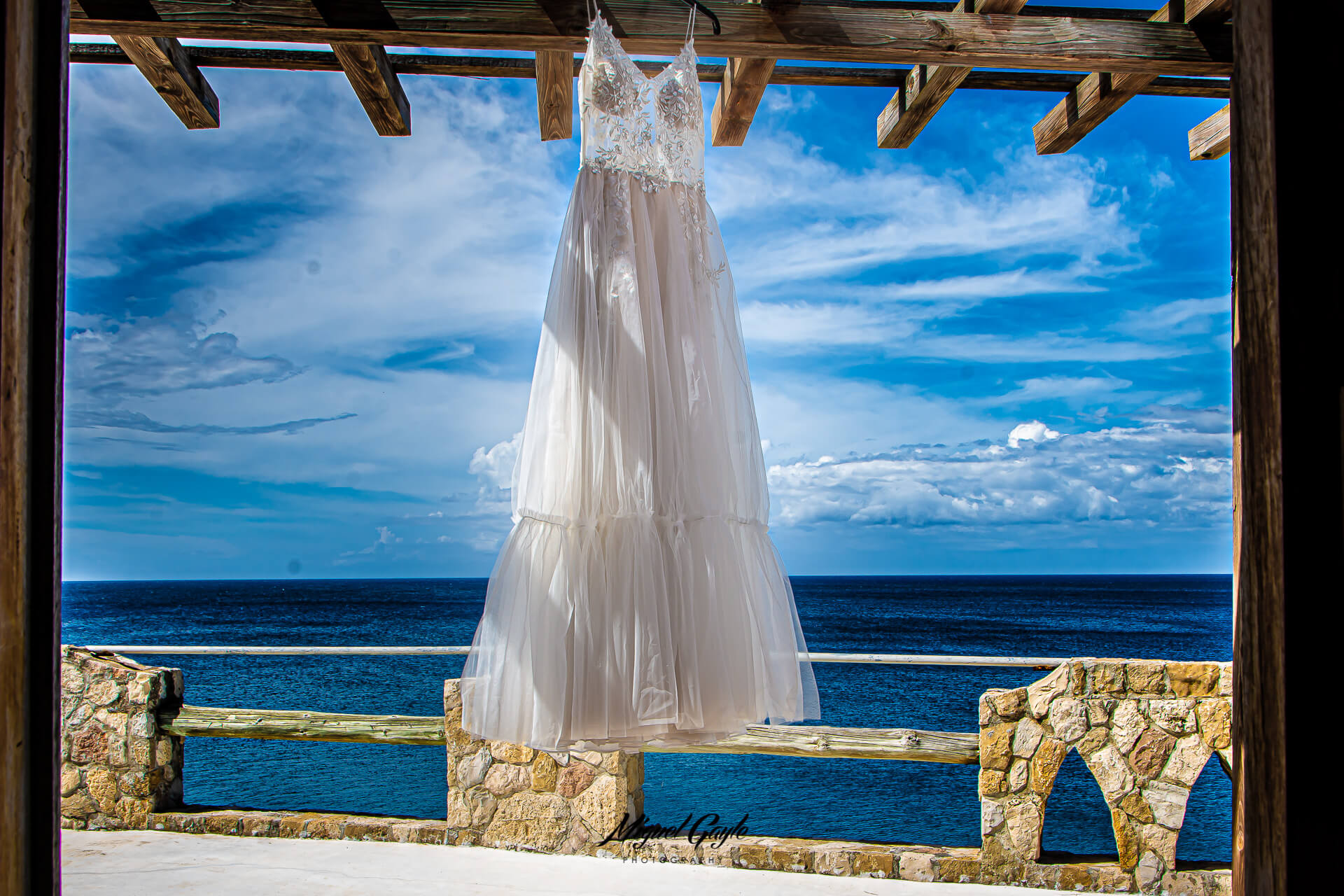 Wedding Dress being pictured at Negril